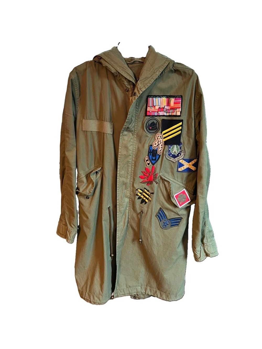 Mr & Mrs Italy military army khaki flight jacket coat embroidered patch XS green